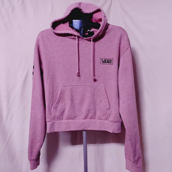 Women’s Pink Vans Cropped Hoodie Sweatshirt “Off The Wall” Large - Picture 2 of 4